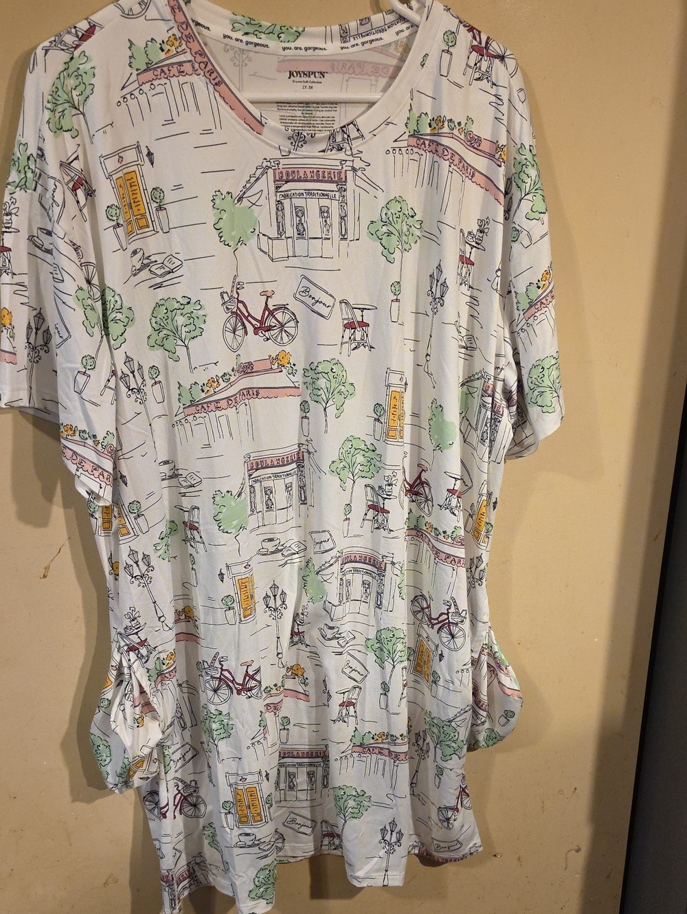 White Scenic Print Short-Sleeve WoMen’ssleep Shirt